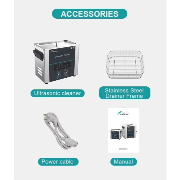 JOANLAB Ultrasonic Cleaning Machine Pembersih Kacamata Perhiasan Emas 3 Liter UC30D