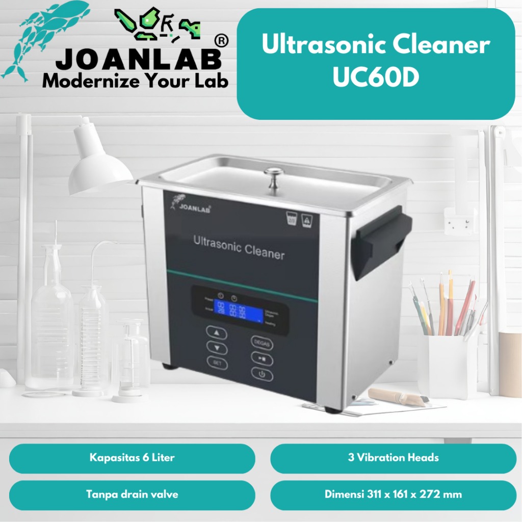JOANLAB Ultrasonic Cleaning Machine Pembersih Kacamata Perhiasan Emas 6 Liter UC60D