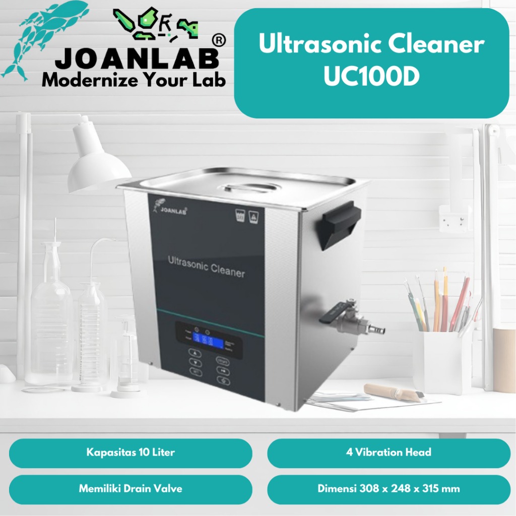 JOANLAB Ultrasonic Cleaning Machine Pembersih Kacamata Perhiasan Emas 10 Liter UC100D