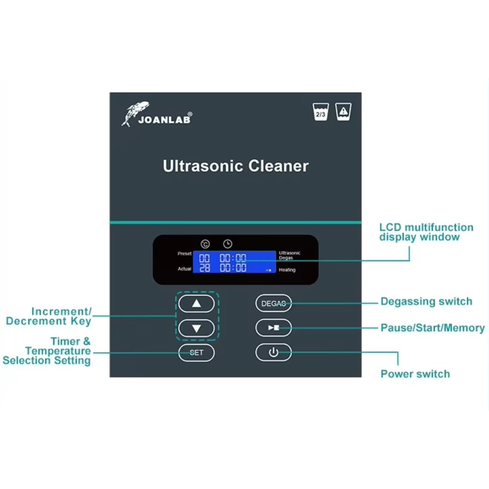 JOANLAB Ultrasonic Cleaning Machine Pembersih Kacamata Perhiasan Emas 10 Liter UC100D