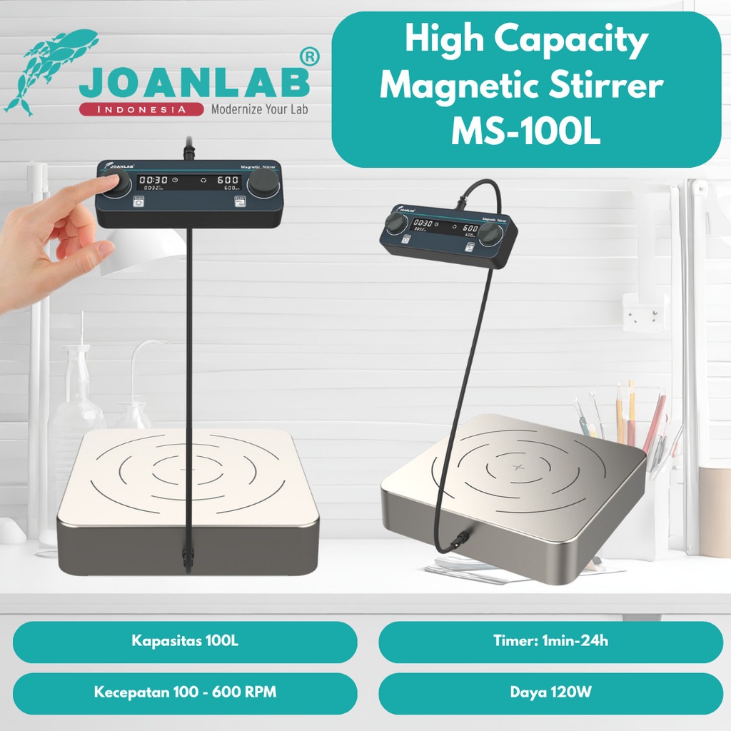 JOANLAB Magnetic Stirrer Kapasitas Besar High Capacity 100 Liter Cable Extension Panel MS-100L