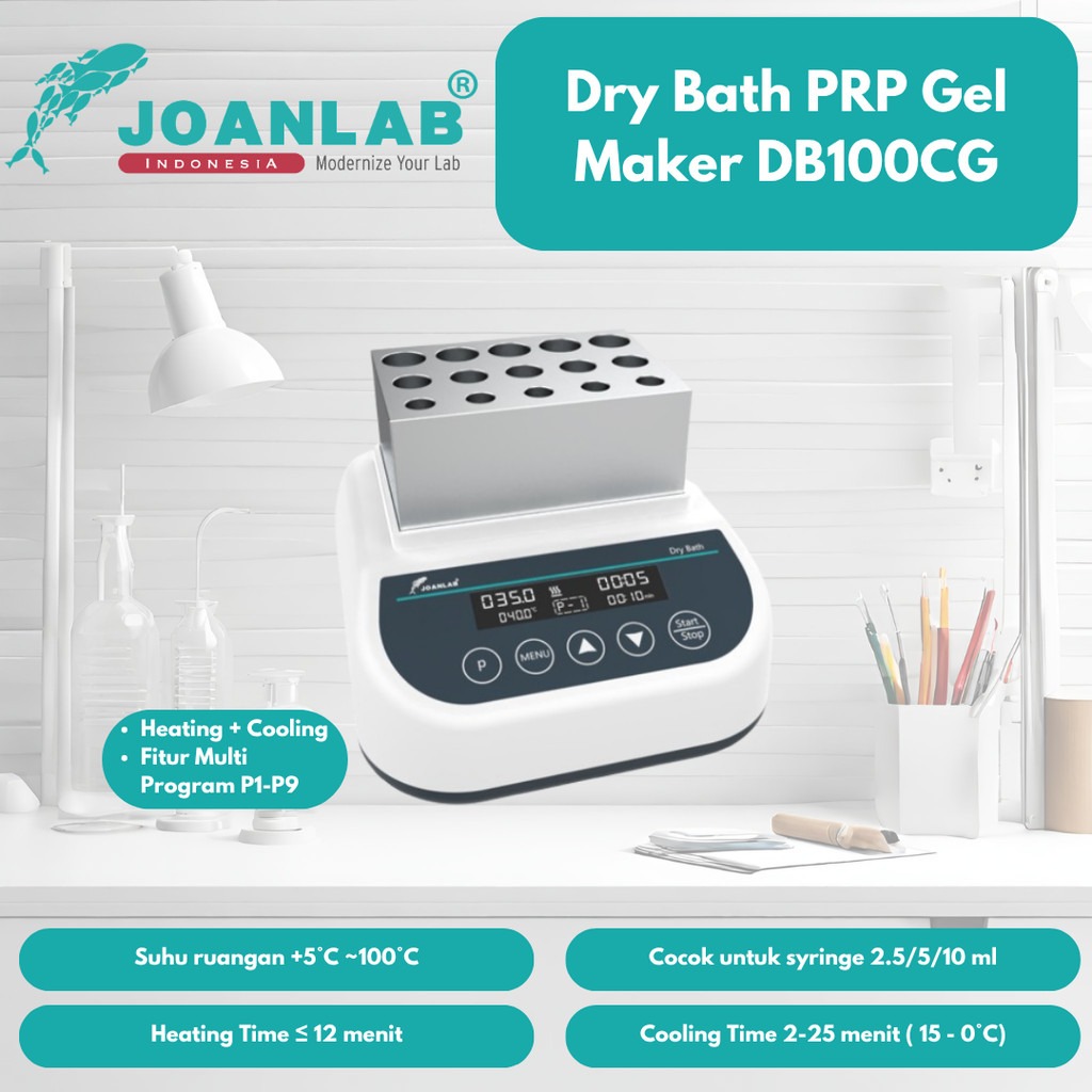 JOANLAB Dry Bath Heater Cooler Lab Pemanas Pendingin PRP Gel Maker DB100CG