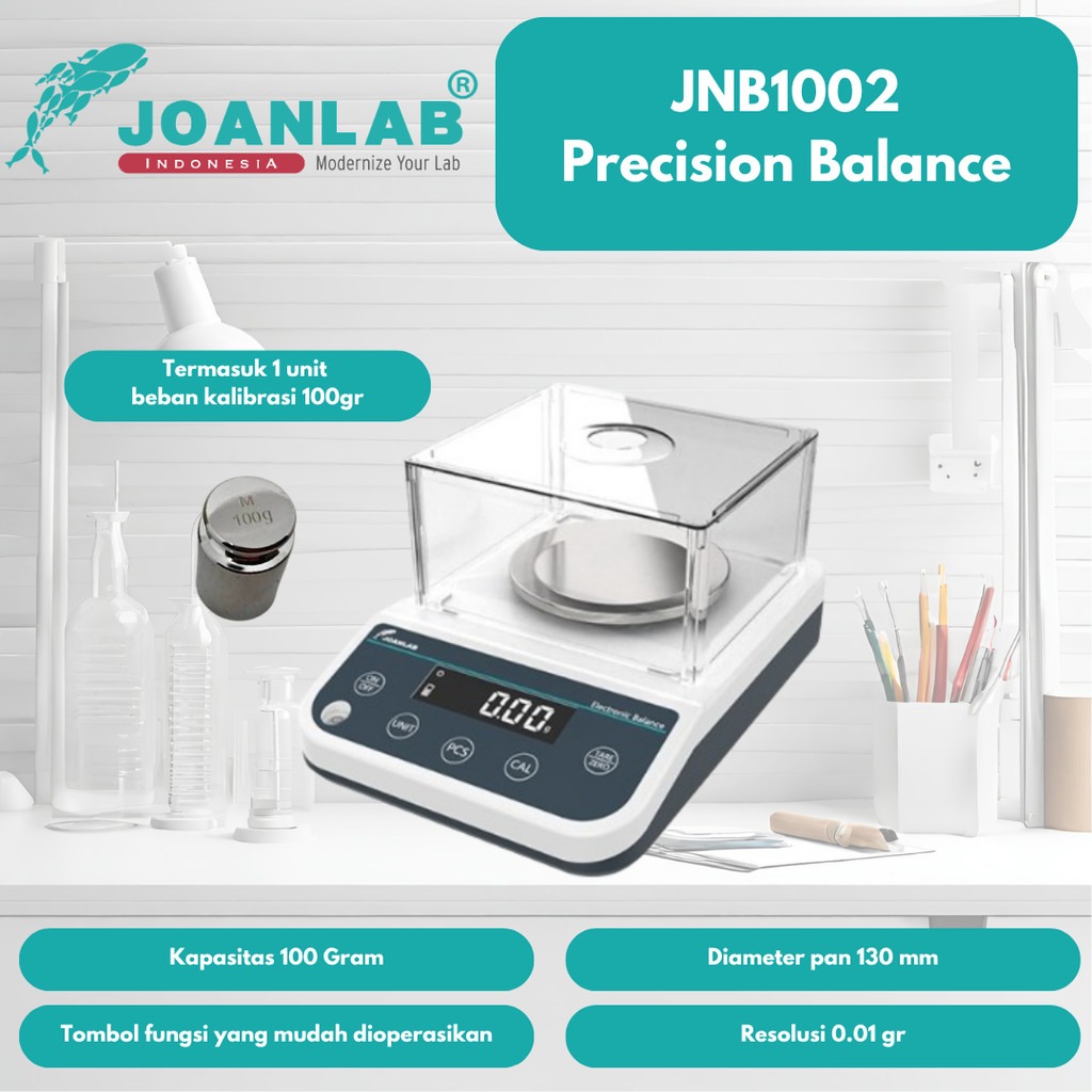 JOANLAB Precision Balance Timbangan Digital Electronic Resolusi 0.01 gram 100 gr JNB1002