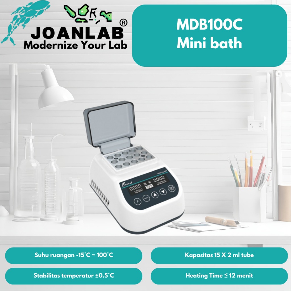 JOANLAB Mini Dry Bath Heater Cooler Pemanas Pendingin PRP Gel MDB100C