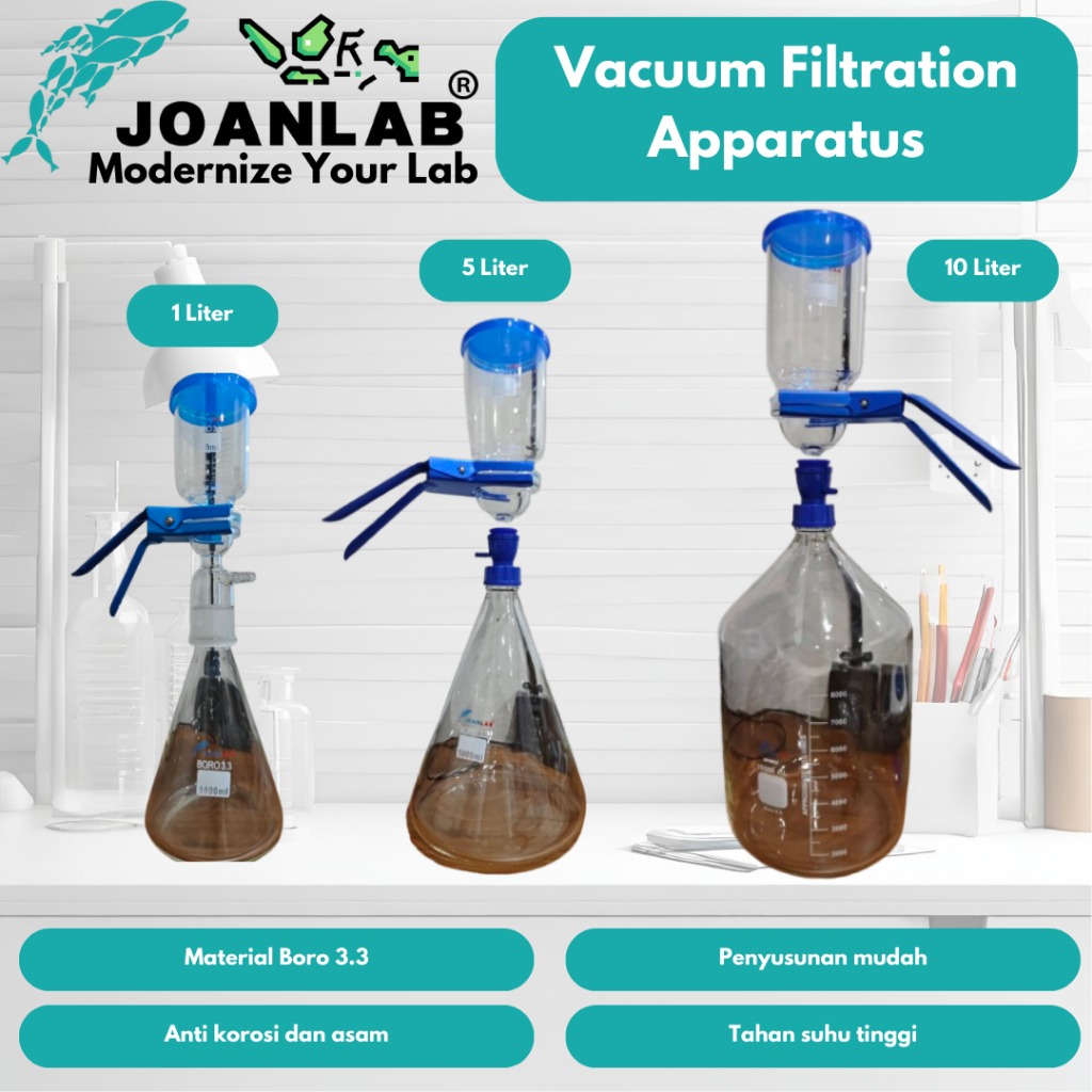 JOANLAB Vacuum Filter Apparatus Wadah Filtrasi Vakum 1 Liter Boro 3.3