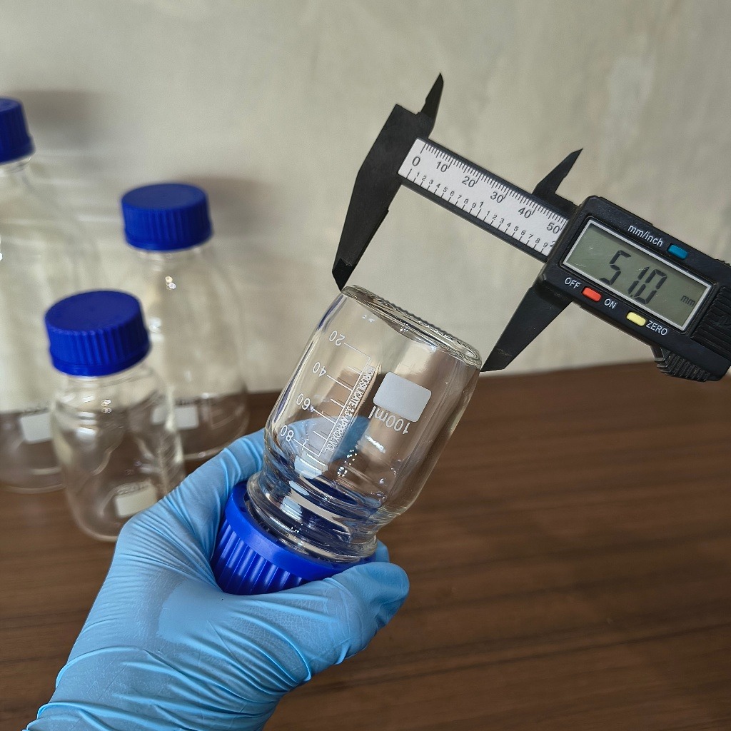 JOANLAB Botol Reagen Kaca GL45 100 ml Bening Tutup Biru