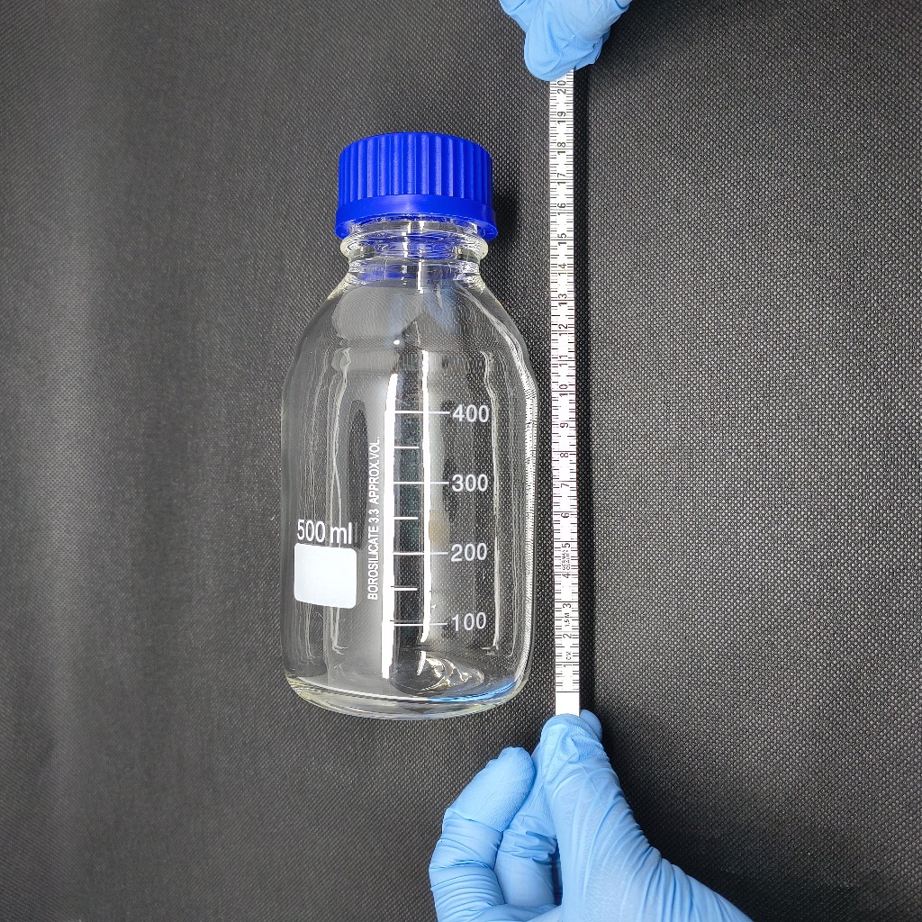 JOANLAB Botol Reagen Kaca GL45 500 ml Bening Tutup Biru