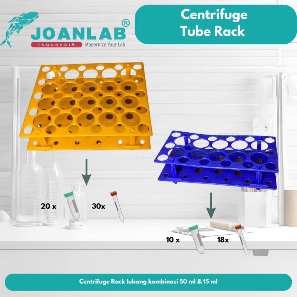 JOANLAB Centrifuge Tube Rack Rak Tabung Sentrifugal 15 ml dan 50 ml Biru