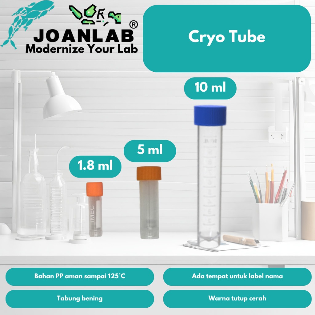 JOANLAB Cryo Tube Tabung Sample Cryovial Cryogenic 1.8 ml
