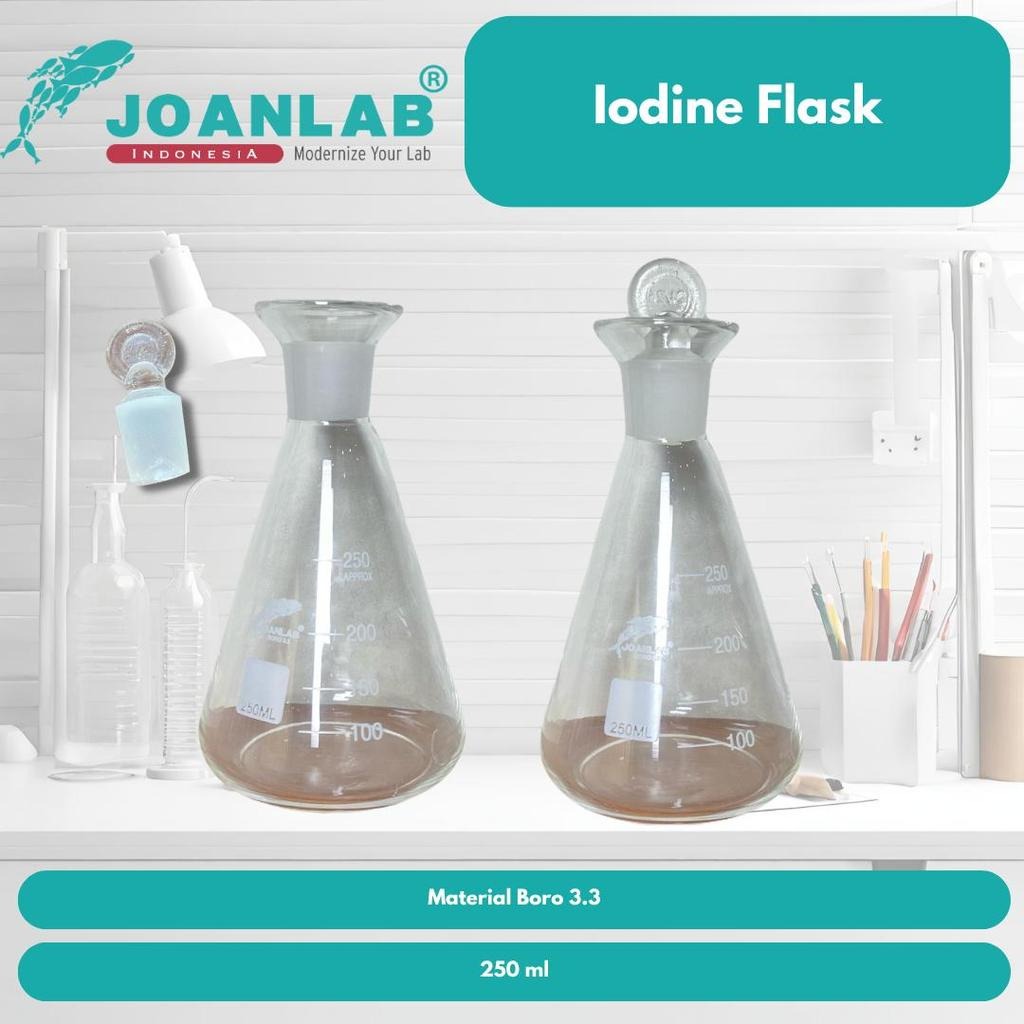 JOANLAB Iodine Flask Labu Iodium dengan Glass Stopper 250 ml