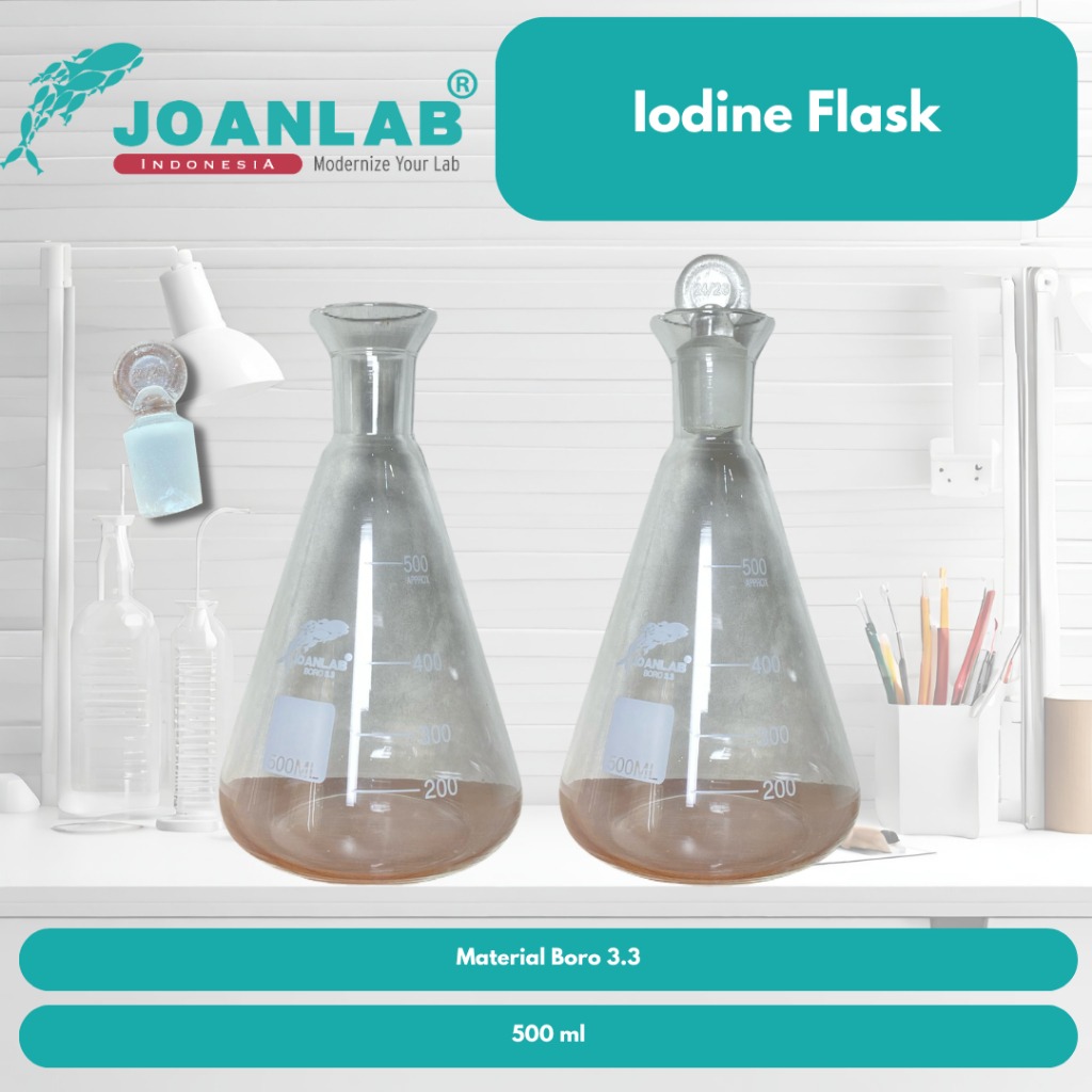 JOANLAB Iodine Flask Labu Iodium dengan Glass Stopper 500 ml