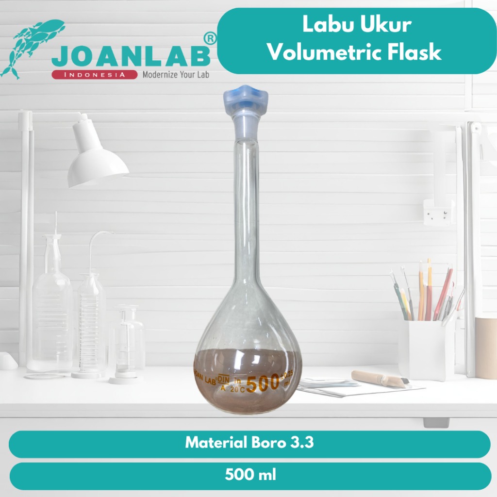 JOANLAB Labu Ukur Volumetric Flask Boro 3.3 1000 ml
