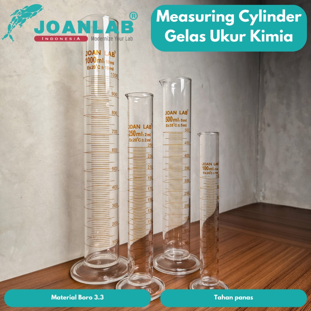 JOANLAB Measuring Cylinder Gelas Ukur Kimia Silinder Boro 3.3 250 ml