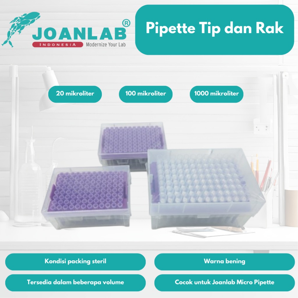 JOANLAB Rak Pipet Tip Micropipette 1000 mikroliter isi 96 Pcs