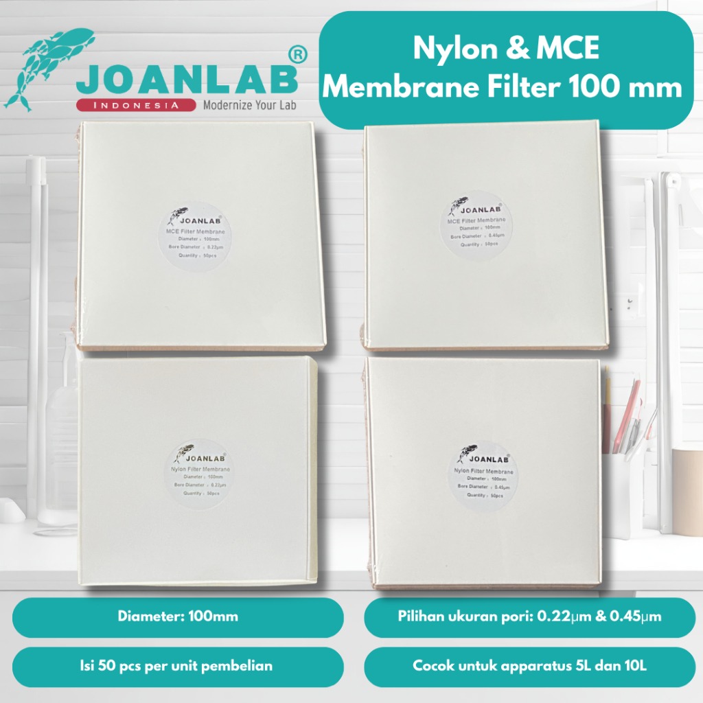 JOANLAB Filter Membrane MCE Diameter 100 mm Pore 0.45 mikrometer isi 50 Lembar