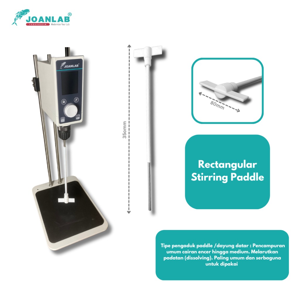 JOANLAB PTFE Paddle Batang Pengaduk Overhead Stirrer Rectangular