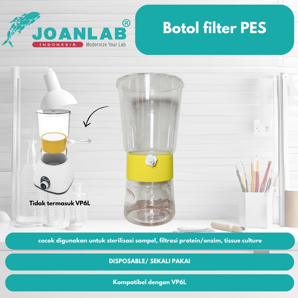 JOANLAB Disposable Filter Bottle Botol Filter Sekali Pakai untuk VP6L (PES/Nylon/PVDF/MCE)