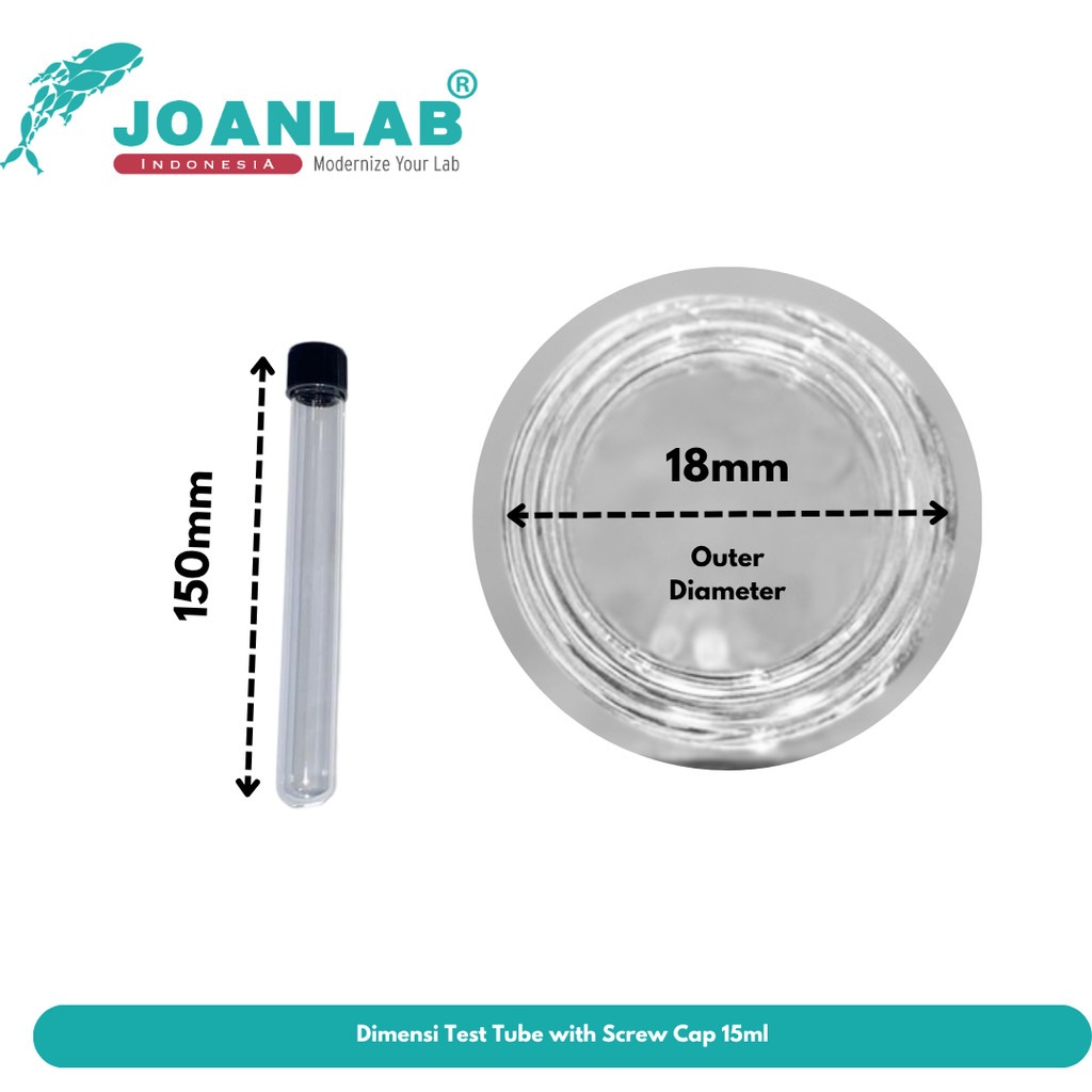 JOANLAB Flat Mouth Test Tube Tabung Reaksi Tanpa Rim 13x100mm Borosilicate 3.3
