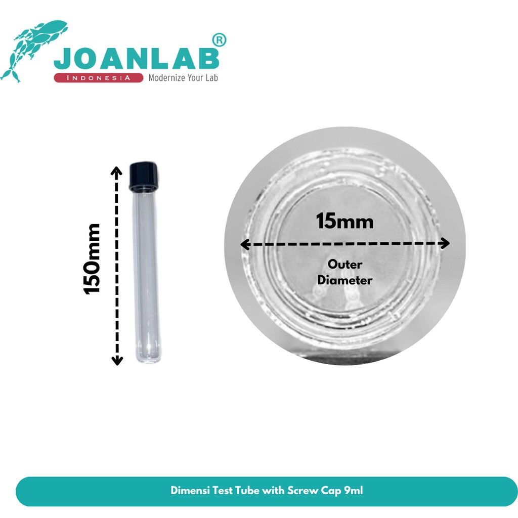 JOANLAB Test Tube With Screw Cap Tabung Reaksi Tutup Ulir 13x100mm Borosilicate 3.3