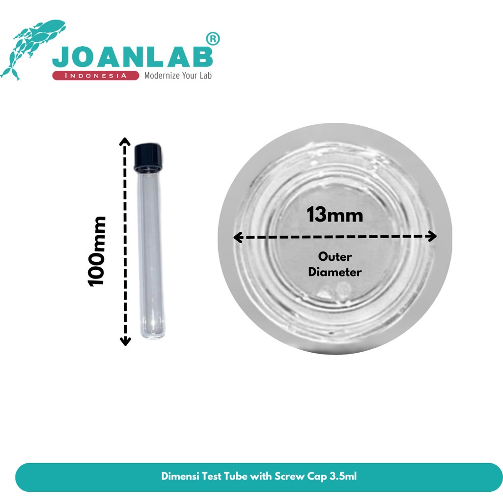 JOANLAB Test Tube With Screw Cap Tabung Reaksi Tutup Ulir 13x100mm Borosilicate 3.3