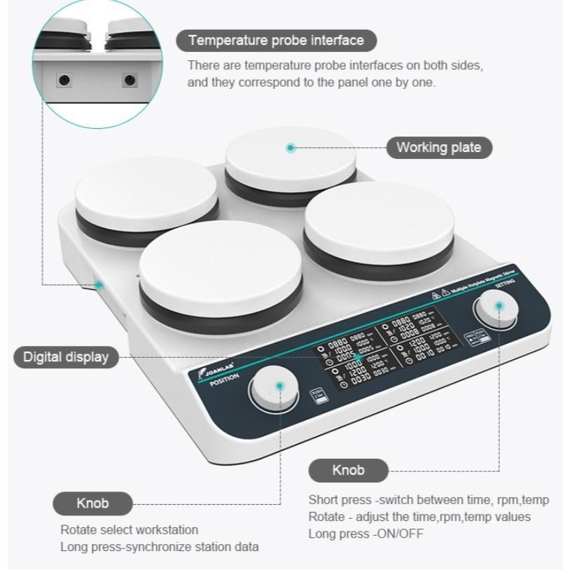 JOANLAB High Heating Hotplate Magnetic Stirrer 2 Platform Pemanas Pengaduk 2 Wadah HHMS-2MAX